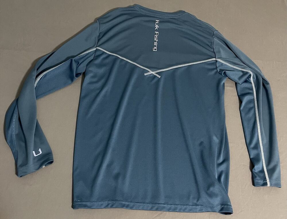 Huk Fishing Performance Long Sleeve Shirt Blue Medium Mesh Vented UPF
